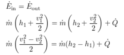 Ein = Ėout (* = v) = n(h2 – hı) +