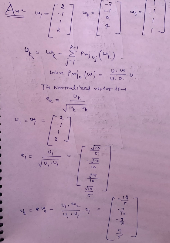 wy r 4 E Projo; (wit) where Projo (he) = D. The Normalized wector is Ok Ok, Ok ||| 0 口, -J10 0, 0.9 9 *,PE =