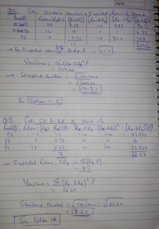 Page No.: Page No.: 412 Cele. Standard deviations Eupected Proble) Retian / Rally) GRAJI R A-ERA 8939 3 25 9 .33 17 0.83113 1