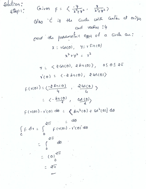 20 Circle with Center at origin Solution: step i; Given F = < 1 y 2 24 427 Also Ć is the and radices : 4 Circle an: crow the