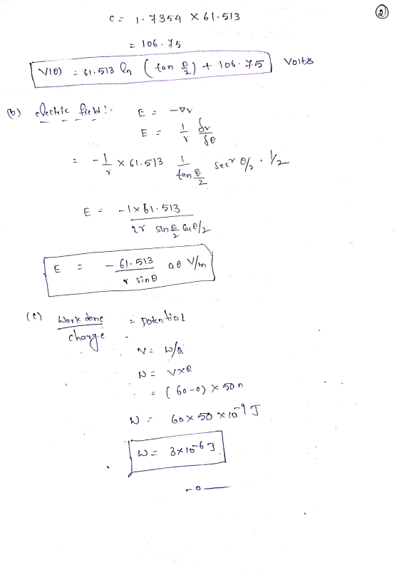 Co 1.7354 x 61.513 = 106.75 VIO) - 61.513 ln ( ton ) + 106.415 volts B electic fiel!- Es-ov 3-4x61.513e CY Secto%./2 E: ~1x61