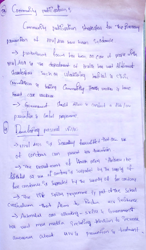 1 Community participation o Community pakication strategies for the firmary prevention of HIV / Alps have been indcaule. - pr