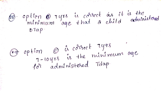 28. option @ rurs is correct as it is the minimum age that a child administered БТар ag option © ů correct rurs 9-cours is th