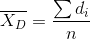\overline{X_{D}} = \frac{\sum d_{i}}{n}