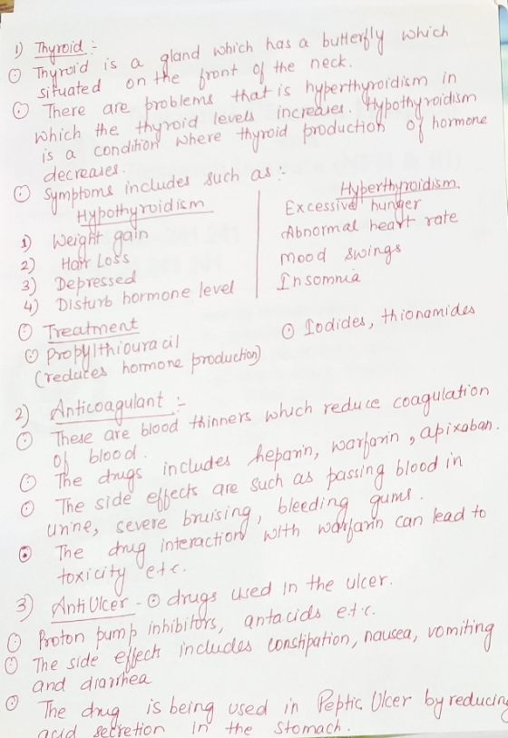 1 Thyroid : Hyperthyroidism, Excessive bunger - Thyroid is a gland which has a butterfly which situated on the front of the n