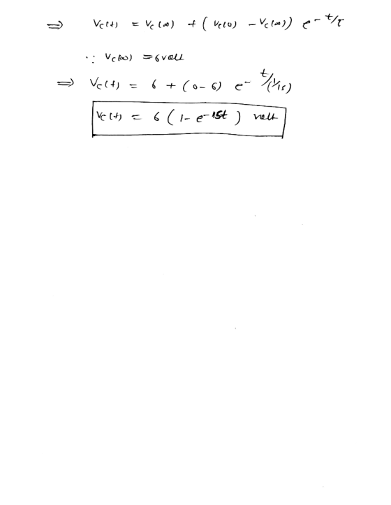 - Veld) = Ve Coo) + ( vecu) - Vlo) ertle = :: VCR) arvoll Vect) = 6 + (0-6) e Kris) Ivects = 6(1-e1st ) helt