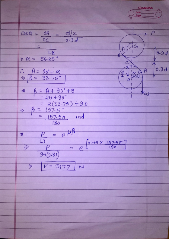 alassMAte OC 0.9 33-75° 2(33.75) + 9 o 157: 5 π rad 6-15 7-5。 180 0 0,45 X 157-5 9(9.81