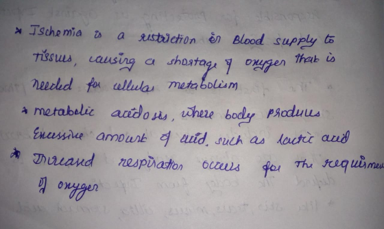 HARAG Tsche mia a ustaicti0n Blood suPply Tissus, causing a shastag en tagougen thak is neecled for ullula metabolium 4metabe