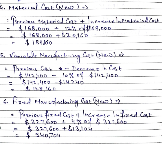 4. Materical Cost (New) :) - Previous Materical Cost & Increase In Material Cost - $168.000 +12% 04 $168,000 - $ 168,000 + $2