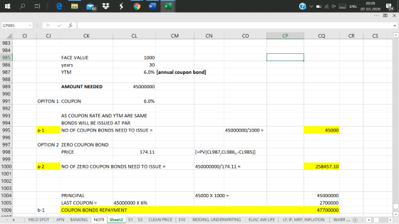 W v * ENG 00-09 07-03-2020 24 CP985 - X for a a CK CL CM CN co CP Q CR as a 983 984 985 986 987 1000 FACE VALUE years YTM 30