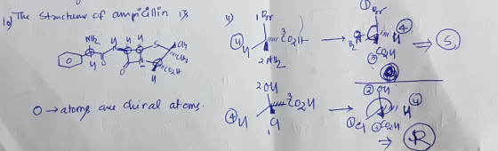 w The Stancture of ampicillin is 11 Bor © S 460 Do you preout az nata 694 polu, O atoms are chiral atoms. синіом Qua @ ou @ »