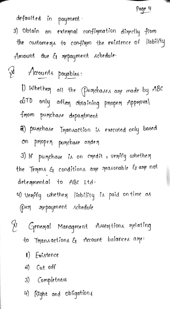 Page 4 defaulted in payment 3) Obtain an extesnal configmation dispectly from the customegle to confilm the existence of liab