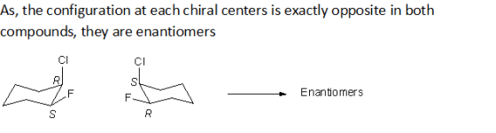 As, the configuration at each chiral centers is exactly opposite in both compounds, they are enantiomers Enantiomers
