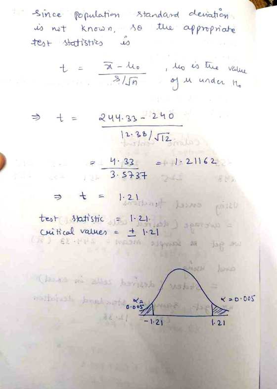 ho is the value Since Population Κησω η, test statistics Standard deviation the appropriate is not is t dilo sin of u under t
