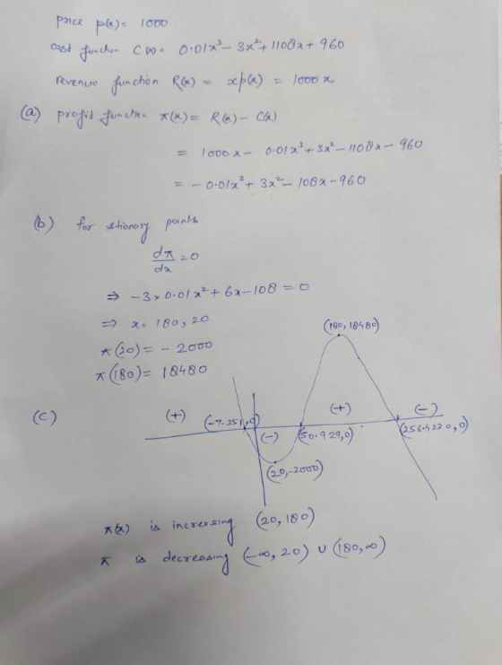 pice pa)= 000 0:010x 3x+ 1100a+ 960 Cast C Do Fancher J000 revenue fam chion Re) a profil funex)Ra)- CA) O.012+3x/10a-960 ニ -
