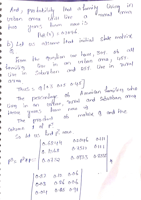 Tavec Vyuya - And, probability that a family living e in urban area will live a a two years from now is PUR (a) = 0,2046. = b