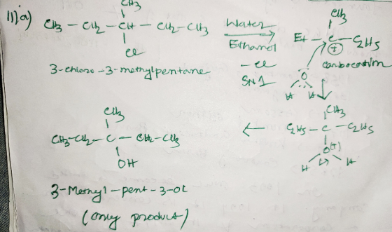 A O eih Water C C CHCic E Ethamet - conbocatim 3-chione3-mothylpentare SNA City Cay t-ck OH 3-Many1-pent -3-ot (napoed Pup)
