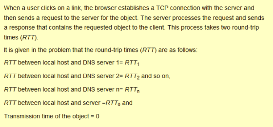 When a user clicks on a link, the browser establishes a TCP connection with the server and nds a request t a response that co