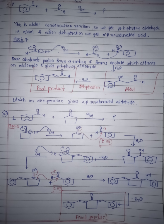 P + OH on aldehyde D from d-carbon of forms enolate which attacks This is aldol condensation reaction , so we get B-hydrotey