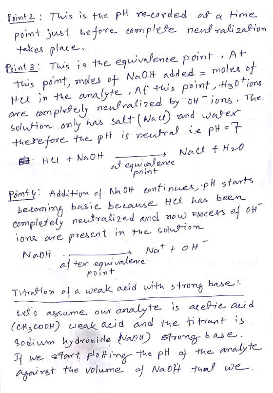 Point 2: This is the pH recorded at a time point just before complete neutralization takes place. Point 3: This is the equiva