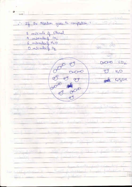no If the reaction goes to completion as 1 molecule of Elhand 4 molecules & co, JA 6 dauleg И0 O molecules of O₂ ooo co₂ o H2