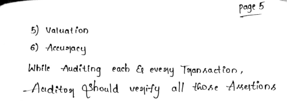 page 5 5) Valuation 6) Accuracy While Auditing each Eg evenly Toyansaction, Auditosy should vesity all those Assestions