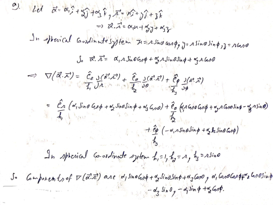 9. let 2= 0, 1 ta tag i r = ng + BÊ - .1= Qim tegy + dyz In eherical coordinate system I1 = r since las på y = nsino sing gar