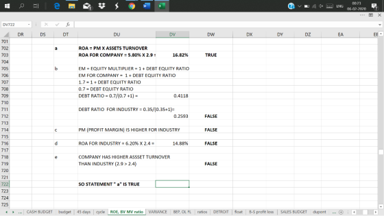 He e 9 w av J* ENG 00-23 06-02-20207 DV722iXfx DR DS DT 701 DU DV I DW DD DY DZ EA EE - ROA = PM X ASSETS TURNOVER ROA FOR CO