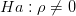 Ha:\rho\neq 0