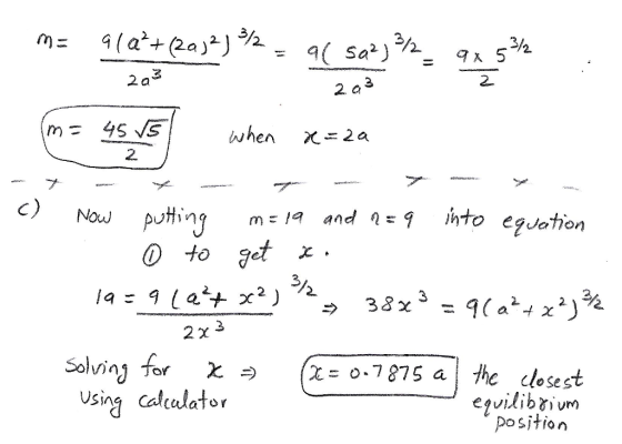 312 2. a 2 Now pu to j (2-0.7 875 al the χ vsing Calulator Solving for eqvilibyium position
