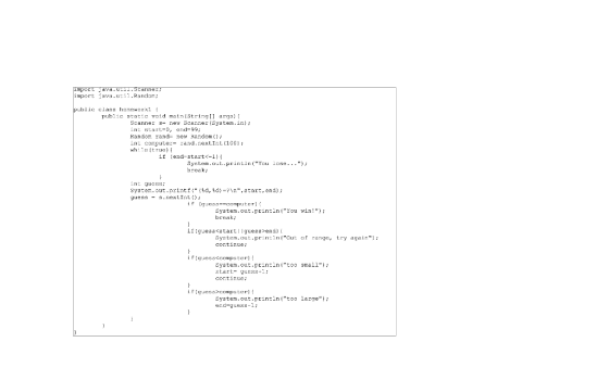 impor ava.u .Bcanner; import java.util.Random; public class homewOrkl public e acanner (Svatem.in) eanne int start-D, end-99