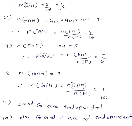 ..PE/H) =8 = 1/2 16 6) (Enh) Cez t4e4 = 4+1 -5 PCFH = n CFNH nch) 5 T6 7) nCEnF) = Sey = 5 PELE) n cenf) -5 nce) 8 = 1 n CGNH