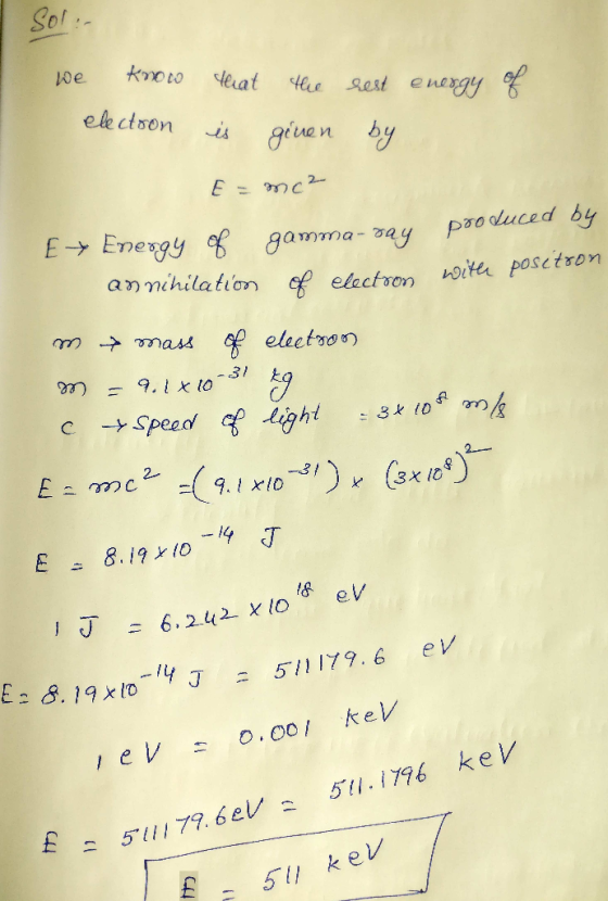So ek ctoon 4 given y Eesgy gamma-y pzoduced by 31 Speeo 10 E8.19 10T 6,22 x loeV ev.oo keV