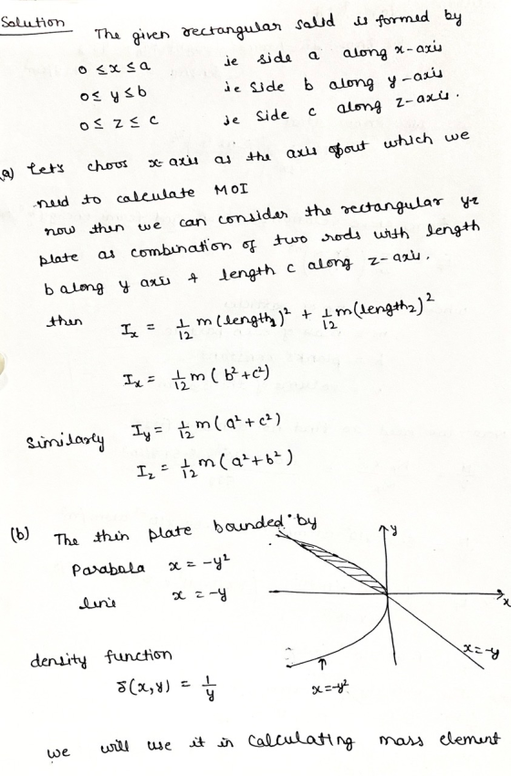 Solution is formed by The given rectangular solid je side along x-axis 0<xsa os y sb de side b along y-axis je side с along z
