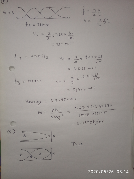 n-3 ОХ f = nu a 2fL V +3=720 Hz n V3 2 x 720x65 = 312 msi +4= 970 Hz VA = 2 x 970065 th = 315.25 msal ts=121042 usa 2 5 x 121