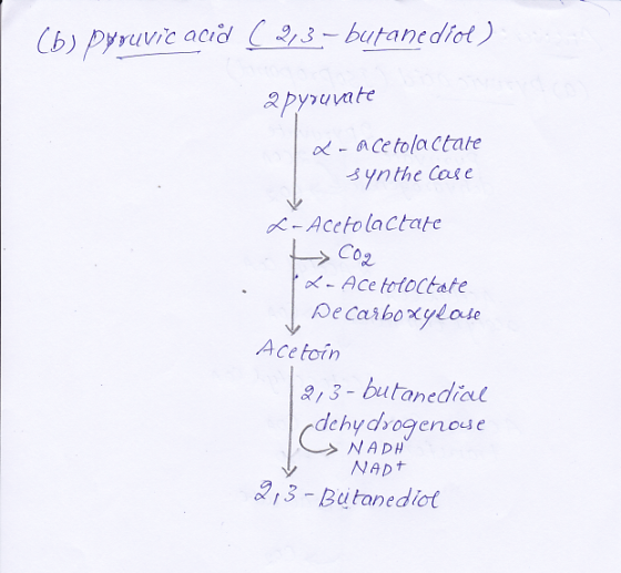 Cb) Pyruvic acid-butanediet) груjuvate o - aCetola Ctate synthe Cas e pC-Acetolactate ー> C02 Acetoin з-butanedicul dehydsoge
