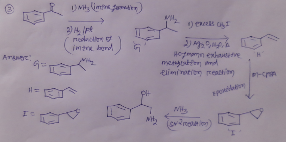 ☺ i O WHz Qimene formation) 1) exce 88 СІ L- 2) H, Ipg reduction of imane bond Answer: GET 2) AG20, 420,0 Hofmann enhaustine
