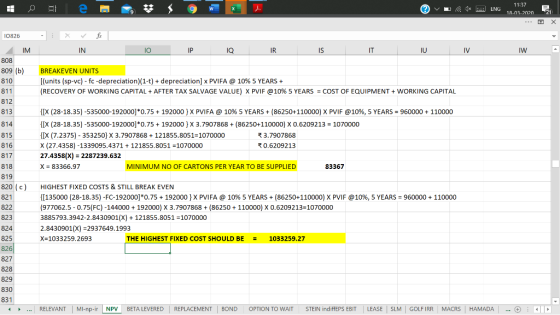 vu 11:37 Jx - ENG, ENG 18-03-2020 21 | X - X Fax IN O P Q R S T U V W 10826 IM 808 809 (b) 810 811 BREAKEVEN UNITS [(units