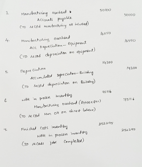 golbo 3. 50100 Manufacturing overhead Accounts payable Cto se cold manubacturing of incurred) 16550 4 16550 Manubachuding Ove