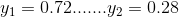 y_{1}=0.72....... y_{2}=0.28