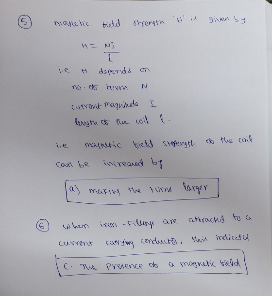 manetic field strength H in given by le H depends on no. of turm N current magnitude I length of the coil l. in mainetic fiel
