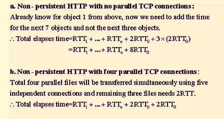 a Non- persistent HTTP with no parallel TCP connections: Already know for object 1 from above, now we need to add the time fo