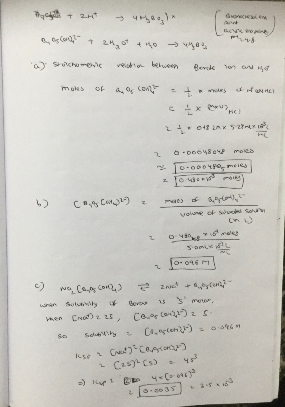 Batoh + aut 4+₂ Bolx Bonorve solens point acidic end point By Of Congo + 2H ot +40 - 44B03 a). stolchomenic relation between