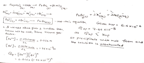a) Pb(NO3), +2kB - (aq) (49) Pb 87 T KNO3 KNO3142 Pbby + 2A Pobedyt 2 MB Carst * Tag) + 2 B7(9) - Pobiety + 2Bring, - pb Bra
