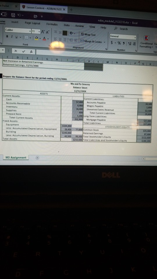 Portal X lesson Content - AZAVAC220 X ome Insert ndies_module_112320134 - Excel Help Review View Page Layout Formulas 11-A A