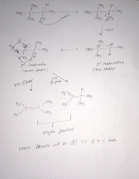 CHE CH₂ - - CH - Cho G-cha OH Ht CH₂ - Hho e. I CHAH 3 - Carboeation (more stable) go Carbocation (1ess Shile via @-path y va