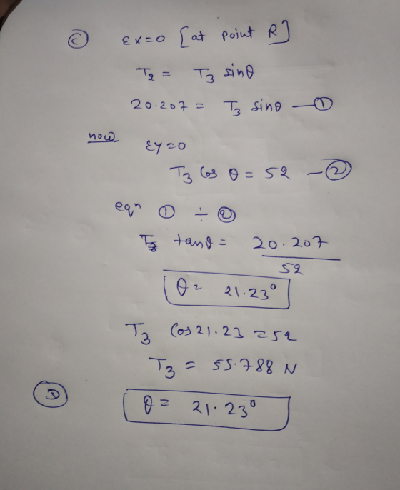 o ex-o [at point RJ Tg = Tz sino 20.207= Tz sino - по уго Tz los 0=52 -@ equ W = og tano = 20.207 S2 102 21.230 Tz (0) 21.23