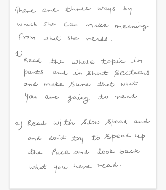 which she There are three ways by make meaning from what she neads can 1) Read the whole topic in pants and in Shont sections