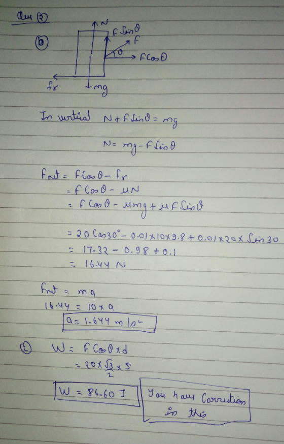 de B JA Senso SACOSO Ang In urtia Nt f In U = mg Na mg-ffin fnet = Flaso-fr flood- UNI f Coso-uma tufli = 20 Cas30 - 0.01 X