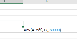 =PV(4.75%,12,,80000)